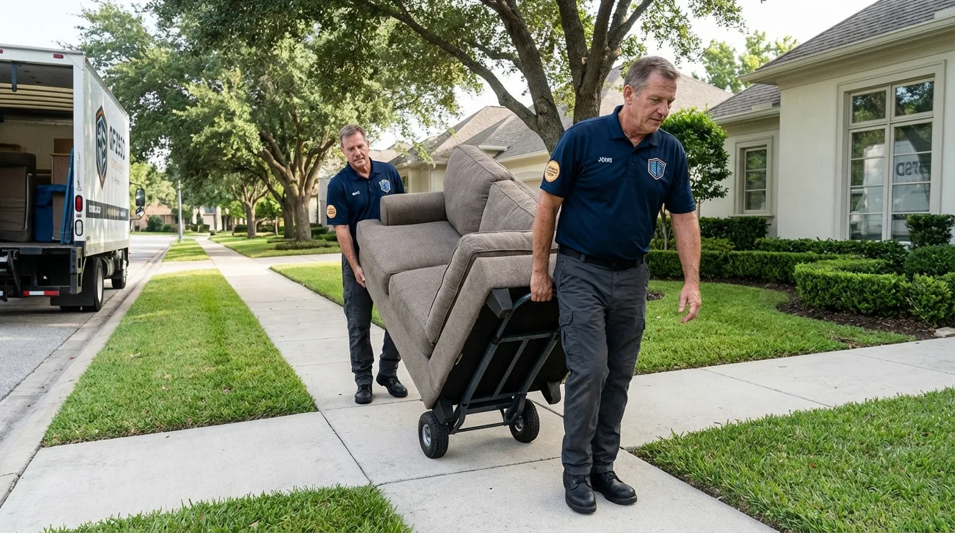 Local residential moving crew loading furniture in Rego Park, NY